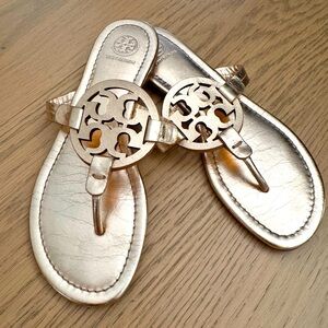 Tory Burch Miller Rose Gold Metallic Sandals, size 7.5